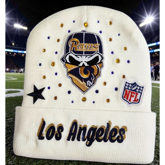 Los Angeles Rams Beanie‎ Beige design with Logo, Star & Rhinestones main image 4